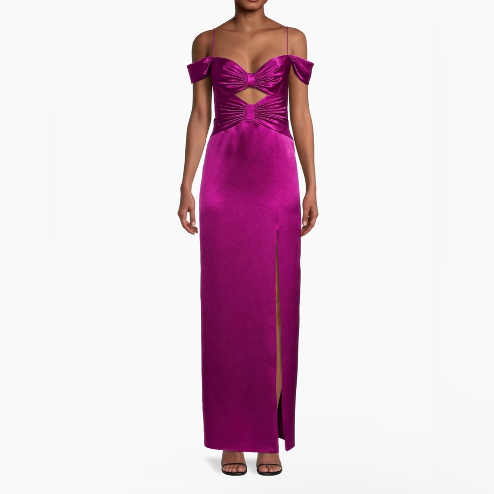 Aidan dress Satin Bow-Neck Off-The-Shoulder Gown